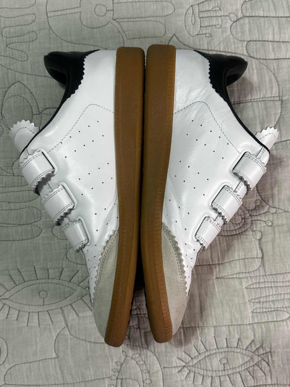 Isabel Marant Beth Velcro Sneakers White Black Suede Size 39 EU - Picture 5 of 13